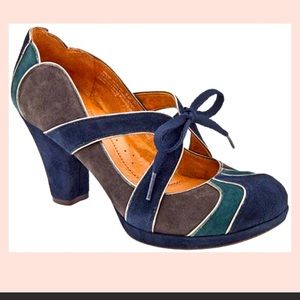 Anthropologie | Naya | STYLE: Briar | Mary Jane | Suede | Heels | Navy/Teal/Gray